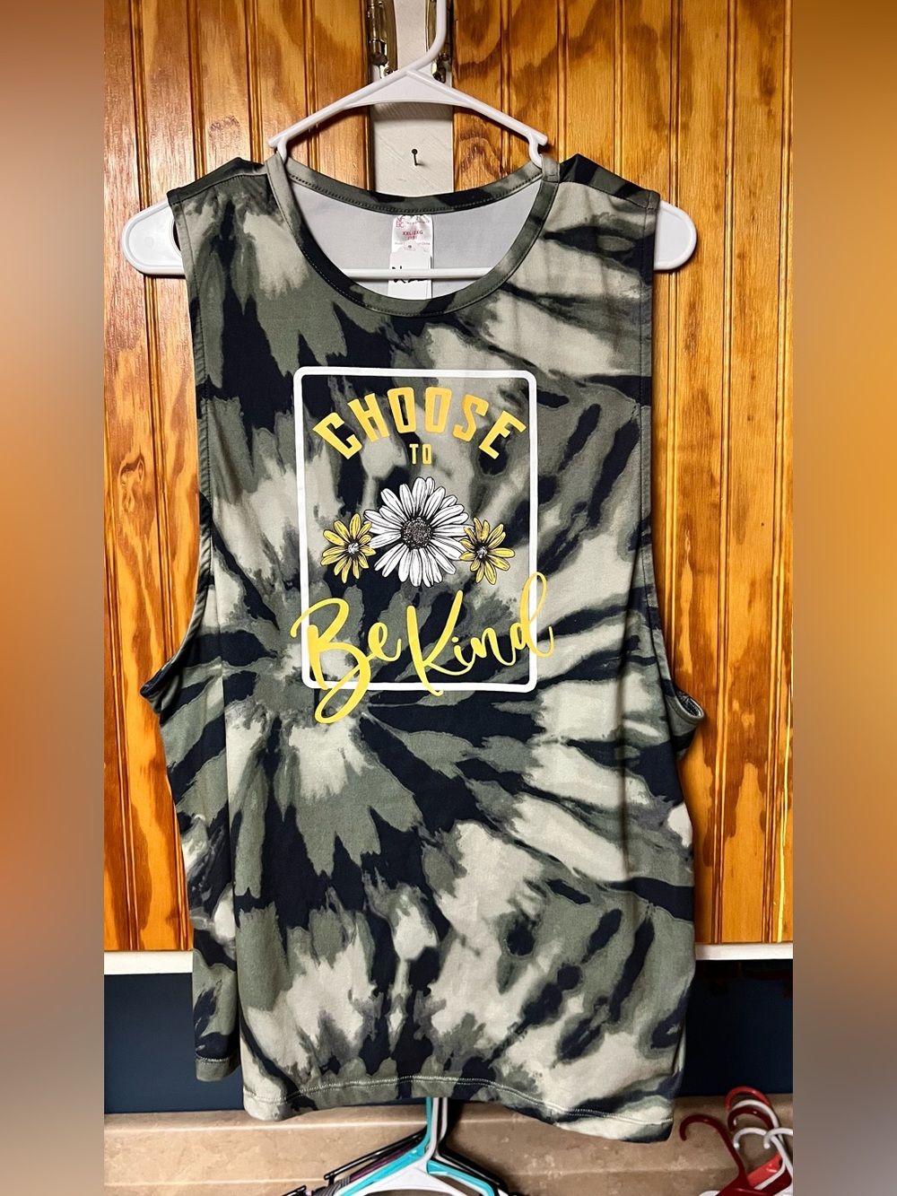 Nobo Choose To Be Kind Tie-Dye Sleeveless Top - Olive/Black size XXL